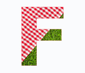 Alphabet Letter F - Picnic Tablecloth on Lawn