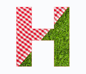Alphabet Letter H - Picnic Tablecloth on Lawn