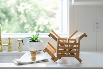 Eco Friendly Bamboo Drying Rack in Modern Kitchen