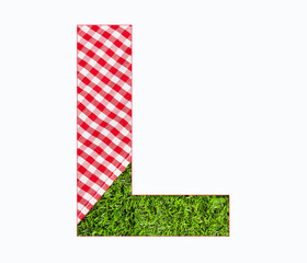 Alphabet Letter L - Picnic Tablecloth on Lawn