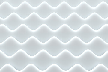 Abstract white background. Dimensional horizontal waves. 3D illustration.