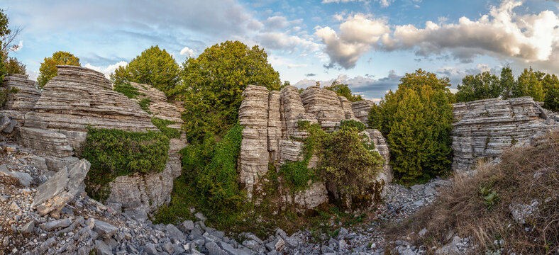 Greece, Epirus, Zagori, Pindos Mountains, Vikos National Park, Stone forest - rock formation