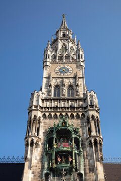Germany, Bayern, Munich, New town hall, town hall tower with carillon