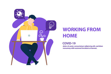 Illustrations concept coronavirus COVID-19. The company allows employees to work from home to avoid viruses. Vector illustrate.