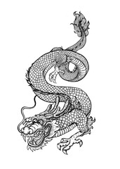 Fototapeta premium chinese dragon illustration on white background 