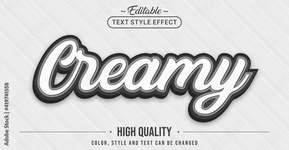 Poster Editable text style effect - White Creamy with Black Outline text style theme.