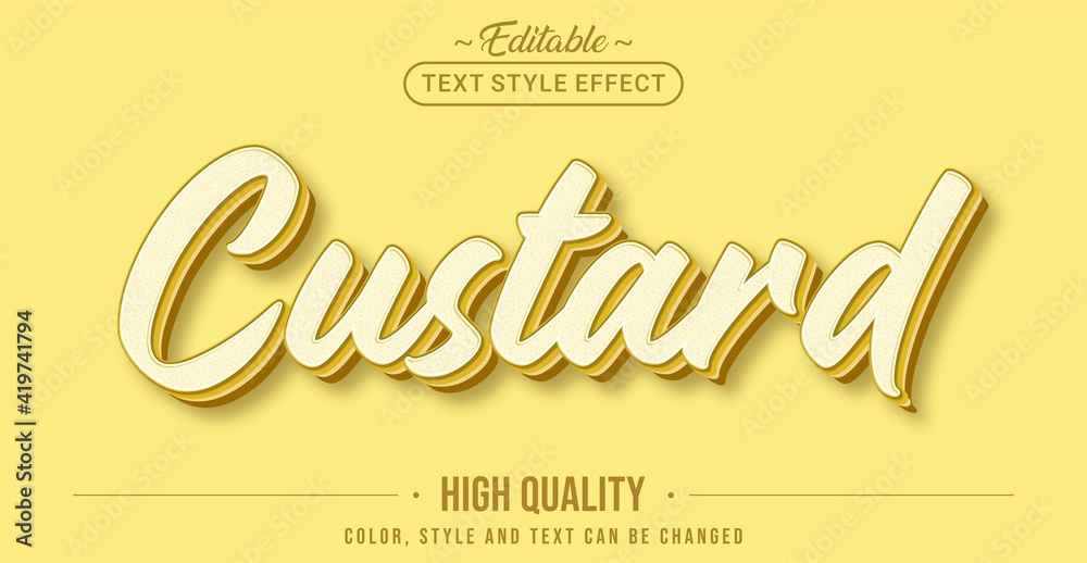 Poster editable text style effect - yellow custard text style theme.