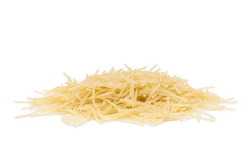 pasta vermicelli pile isolated on white background. dry vermicelli cut out