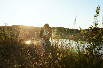 Romantic couple on riverside