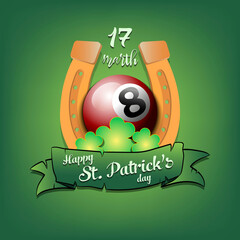 Happy St. Patricks day and billiard ball