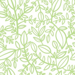 Fototapeta na wymiar Seamless pattern with different eaves on white background. Vector print with plants.