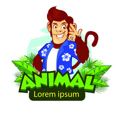 monkey adventura cartoon in vector