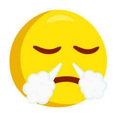 Steam From Nose Emoji Icon Illustration. Frustrated Vector Symbol Emoticon Design Doodle Vector.