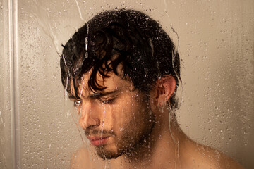 Sad under shower teenager portrait 