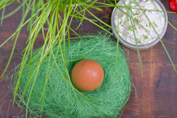 easter eggs in a nest