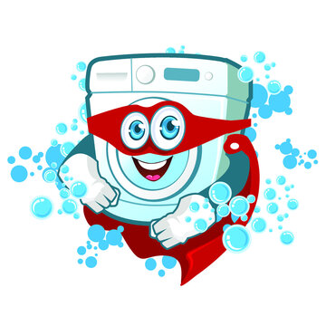 washing machine mascot cartoon in vector