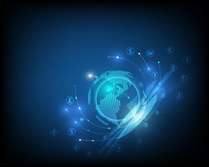 Technology currency exchange blue abstract high speed network illustration