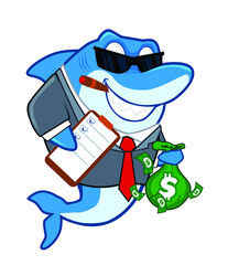 shark fish insurance cartoon in vector