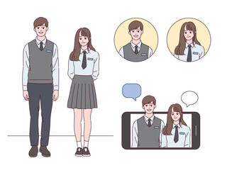 Student couple set.