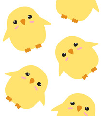 Vector seamless pattern of hand drawn doodle flat chick isolated on white background