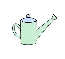 Vector hand drawn doodle sketch colored Watering can pot isolated on white background