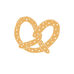 Vector colored hand drawn doodle sketch pretzel isolated on white background