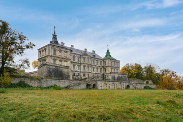 Fototapeta na wymiar Pidhirtsi Castle is a residential castle-fortress located in the village of Pidhirtsi in Lviv region, Ukraine. Palace with bastion fortifications.