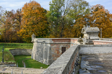 Fragment of the fortress wall. Pidhirtsi Castle is a residential castle-fortress located in the village of Pidhirtsi in Lviv region, Ukraine. Palace with bastion fortifications.
