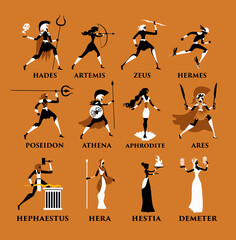 greek mythology orange and black figures olympus gods © matiasdelcarmine