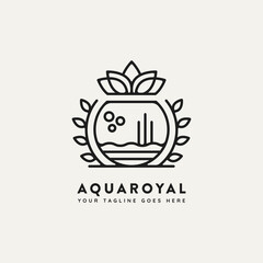 aqua royal minimalist line art premium logo template illustration design. simple modern aquarium luxury logo concept