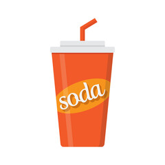 Soda drink, paper soda cup on white background vector illustration