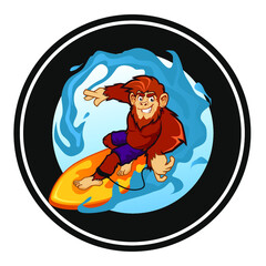 gorilla surfers cartoon in vector