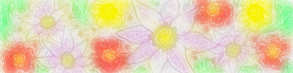 Hand drawing flowers, vector illustration. Floral background.