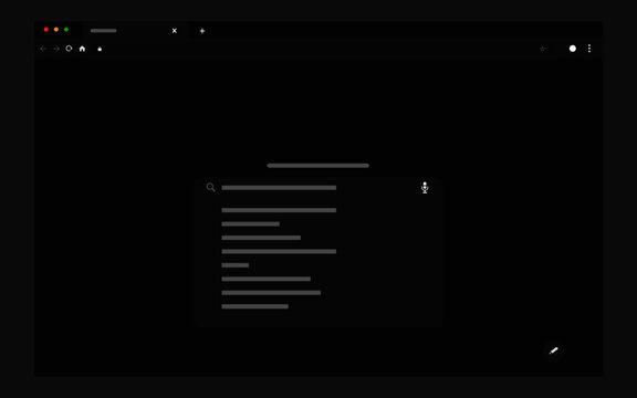 Web Browser flat UI design on white background, dark version, search engine illustration