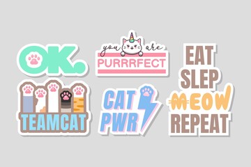 Fototapeta na wymiar Cute Cat Quotes Lover Sticker Design