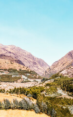 Beautiful landscape of Quime, in the Apartment of La Paz, Bolivia. Quime is an idillyc and small town located in a deep forested valley surrounded by high peaks of the Andes.