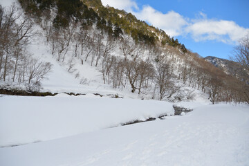 スノートレッキング　湯檜曽川沿い