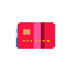 Red credit card icon. Mobile apps design. Isolated  abstract vector illustration.