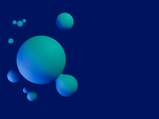 3D rendered abstract blue and green spheres