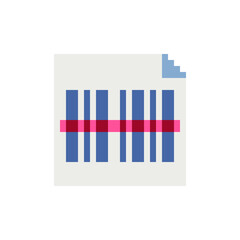 Fototapeta na wymiar Pixel art barcode. Mobile apps icon design. 8-bit sprite. Isolated vector illustration. 