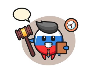 Mascot cartoon of russia flag badge as a judge