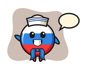 Character mascot of russia flag badge as a sailor man