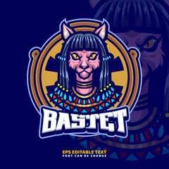 Bastet gyptian God mascot Logo template