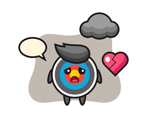 Target archery cartoon illustration is broken heart