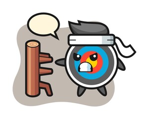 Naklejka premium Target archery cartoon illustration as a karate fighter
