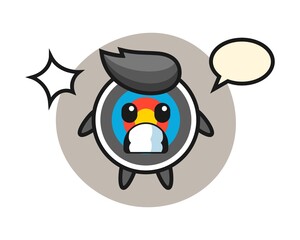 Target archery character cartoon with shocked gesture