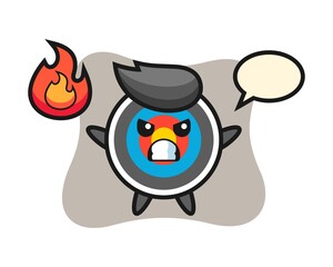 Target archery character cartoon with angry gesture
