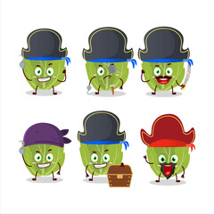 Cartoon character of romain letuce with various pirates emoticons