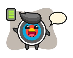 Target archery mascot character with energetic gesture