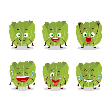 Cartoon character of romain letuce with smile expression